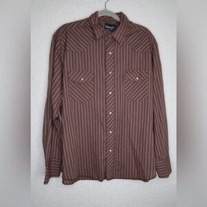 Vintage Wrangler Western Long Sleeve Striped Shirt Pearl Snaps Men’s sz XL